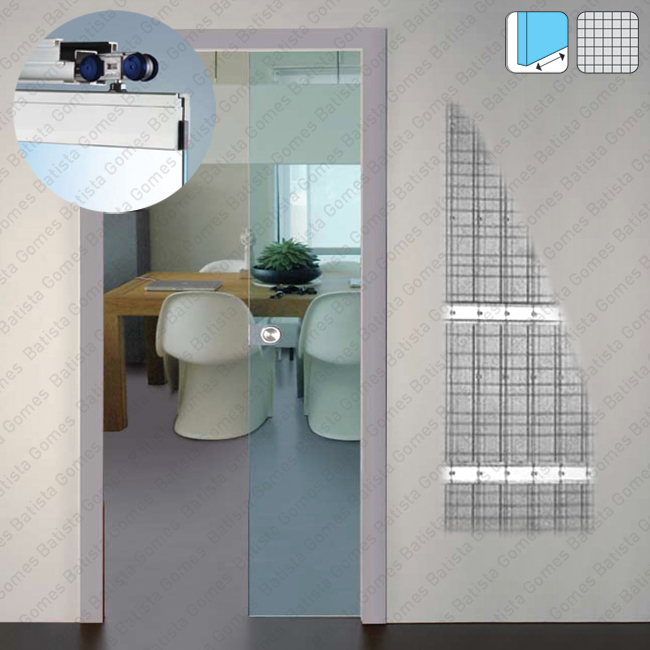 Acess�rios BOXKEL MITO para portas correr em vidro 1 ou 2 folhas